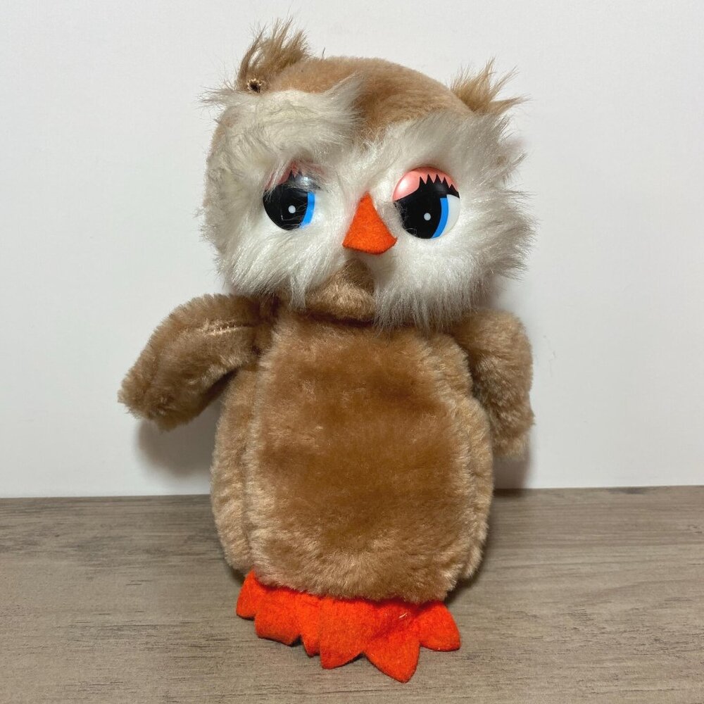 1970s Owl Plush Stuffed Animal Mighty Star Woodland Plush